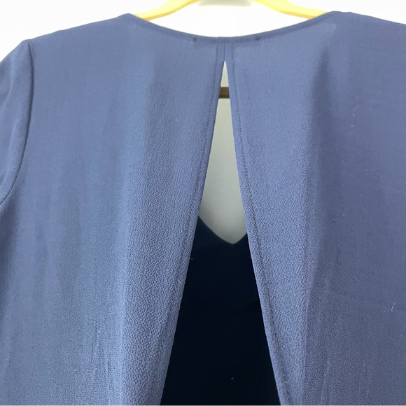 Caramela Navy Blue Peplum Ruffle Bottom Top - Picture 6 of 10